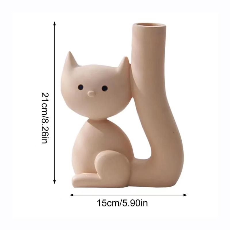 Cat Vase Abstract Art Vases Ceramic Kitten For Grass Dried Flower Nordic Living New Room Home Indoor Decoration Accessories