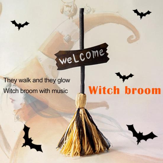 Метла ведьмы интерактивная волшебная ходячая метла игрушка креативное украшение на Хэллоуин для развлечения в доме с привидениями
