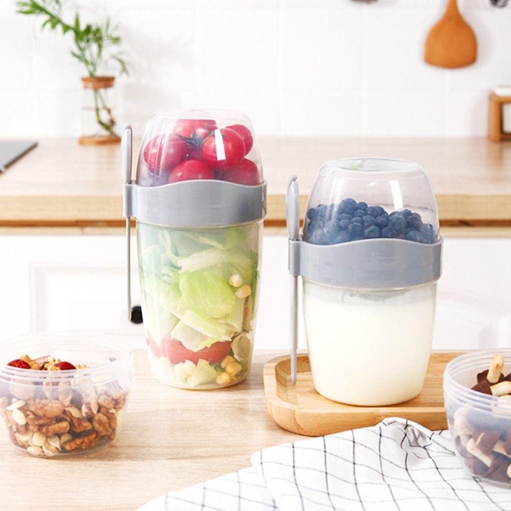 Home Kitchen Storage Portable Double Layer Bottles Light Food Cup Vegetable Salad Cup Jars