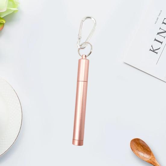 1 комплект многоразовых телескопических соломинок, портативный, из нержавеющей стали, с футляром для переноски, экологически чистый, легко чистится, соломинка