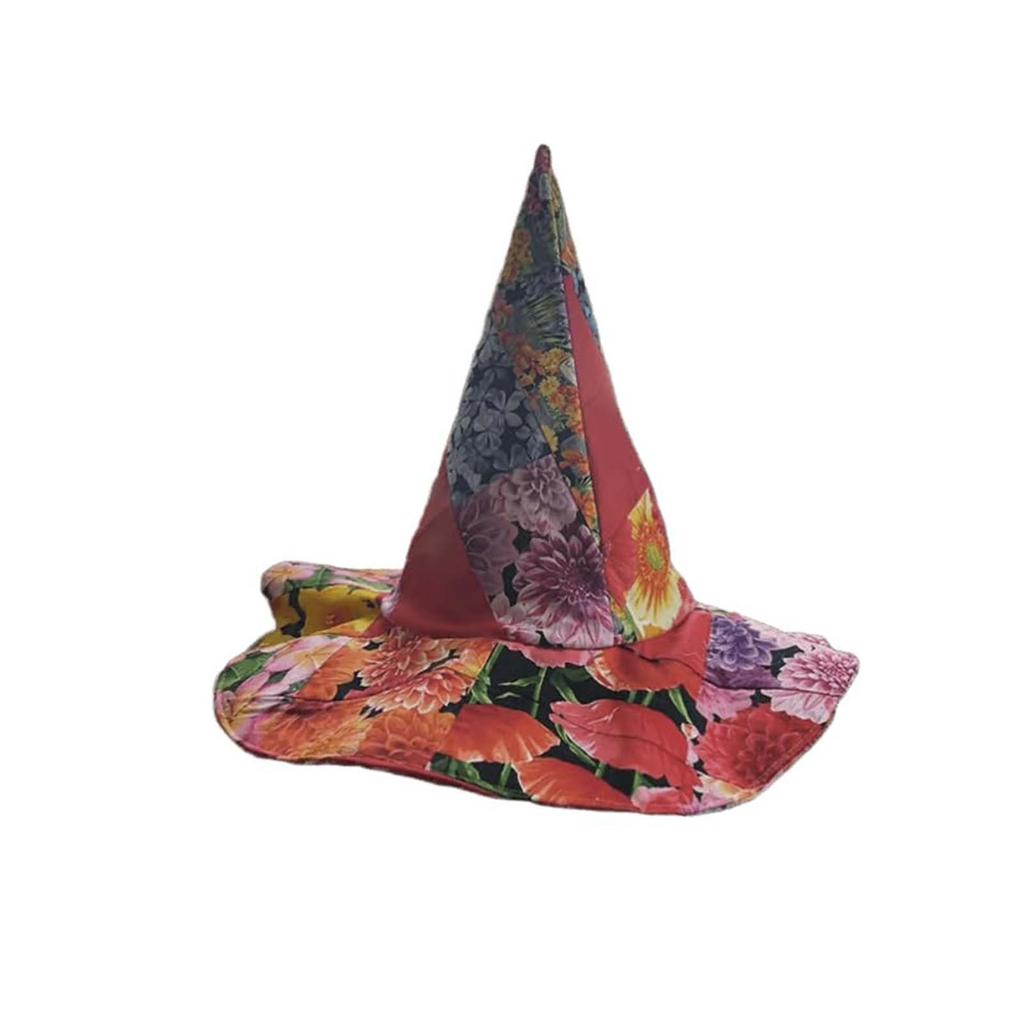 Шляпа ведьмы пэчворк ручной работы, разноцветная шляпа ведьмы на Хэллоуин пэчворк