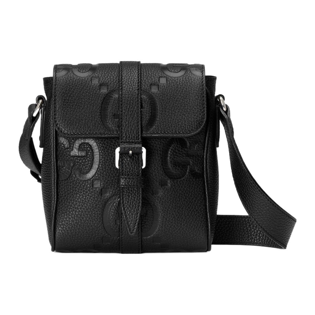 Gucci Большая сумка-мессенджер с логотипом Jumbo GG Super Double G, регулируемым плечевым ремнем, магнитной застежкой, мужская сумка на плечо, черная 760235-AABY0-1000