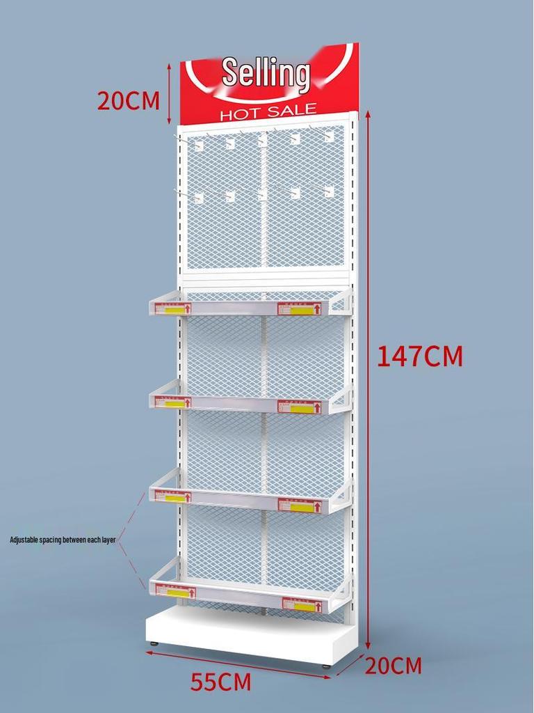 Compact Snack & Gum Display Rack with Multi-Layer Hooks for Supermarkets