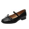French Mary Jane single shoes women's spring and summer new square head bow ballet shoes light mouth small thick heel flat shoes soft sole