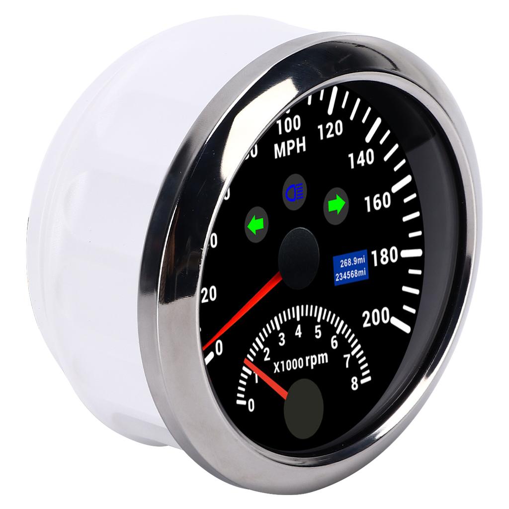 85mm 0‑200MPH GPS Speedometer 0‑8000rpm Tachometer Gauge Overspeed Alarm LCD Red Backlight for Car Boat