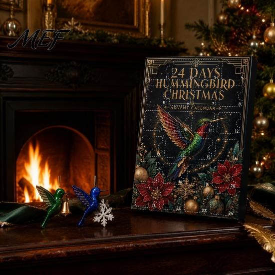 Hummingbird Advent Calendar Hummingbirds 2026, 24 Days Christmas Countdown with Daily Box Pcs 2D Acrylic Ornaments for Bird Lovers, Holiday