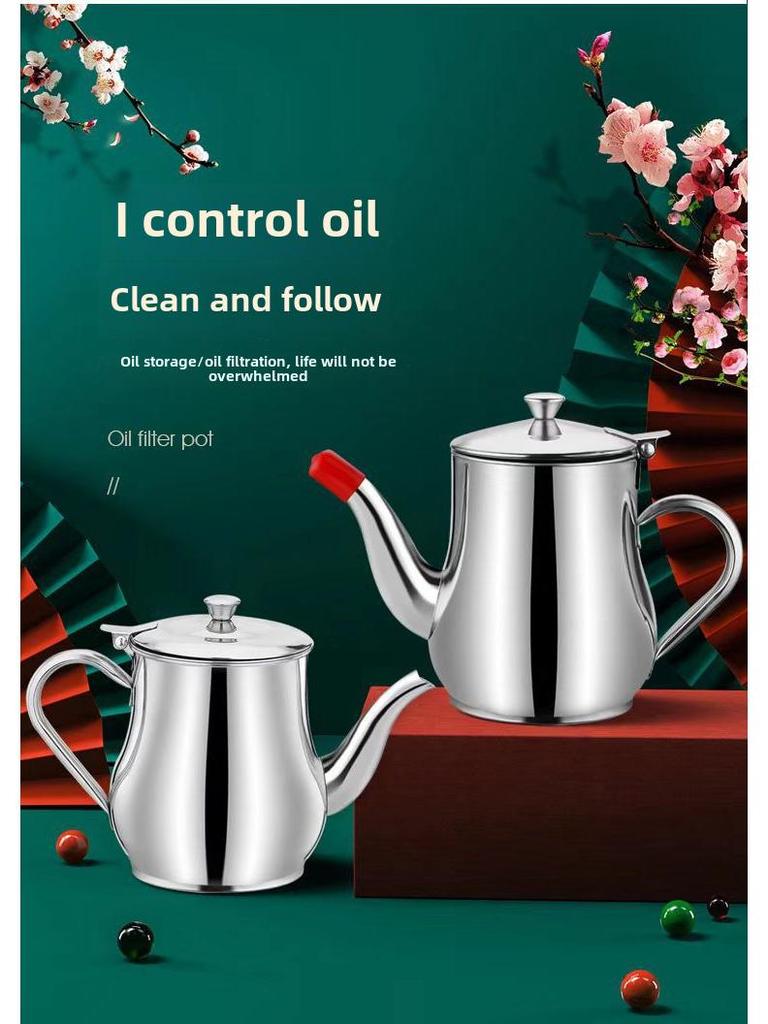 Stainless Steel Multi-Purpose Oil & Vinegar Pot with Spout and Filter