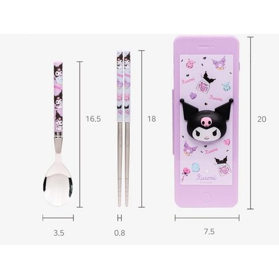 Lilpang Sanrio Children's Kuromi 3D Vacuum Spoon Cell Phone Case Set, a Popular Character In Korea