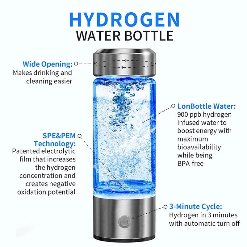 Hydrogen-Rich Water Cup Hydrogen Water Generator Alkaline Maker Rechargeable Portable Water Ionizer Bottle Super Antioxidan