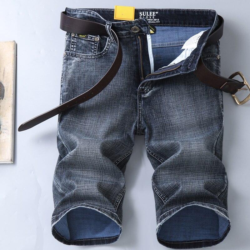 Летние мужские элитные брендовые джинсовые шорты Классическая мода в стиле ретро универсальные эластичные джинсовые брюки с пятью точками Мужские повседневные свободные джинсы