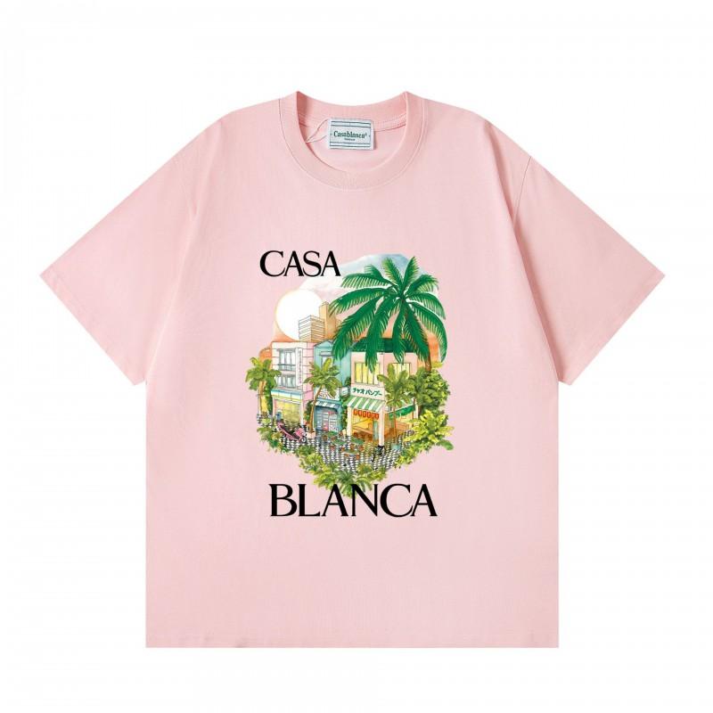 2026 Casablanca Print Loose Fit Cotton T-Shirt Men Youth Casual Wear