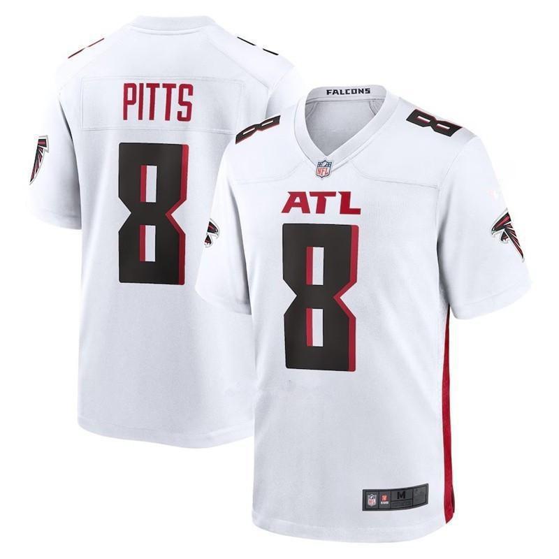 Atlanta Falcons 8 Pitts Mens Football Jersey 2nd Gen White Black S-3XL