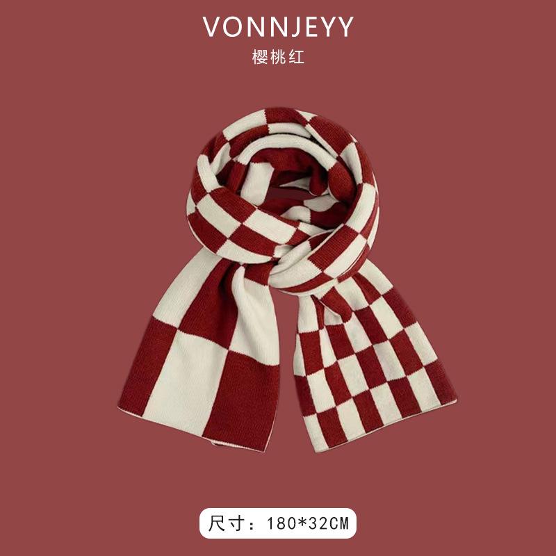 New Christmas Cherry Red Warm Scarf White Autumn and Winter with New Red Scarf Soft Waxy Quality Shawl