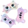 Kids Sleep Mask, 3 Pcs Cute Cat Sleeping Eye Mask Colorful Soft Plush Eye Covers for Sleeping Comfortable Funny Animal Night EyeMasks for Women Girls