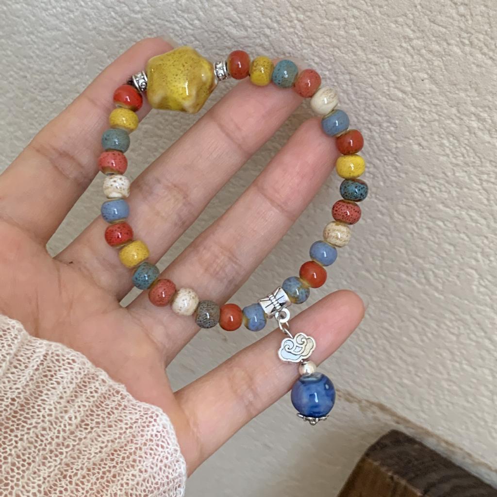 Summer Color Ceramic Bracelet Retro Chinese National Wind String Jewelry