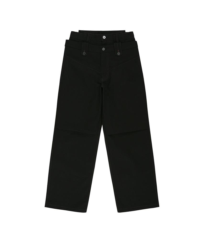 ADSB ANDERSSON BELL Double Waistband Wide-Leg Trousers Apa872M(Black)