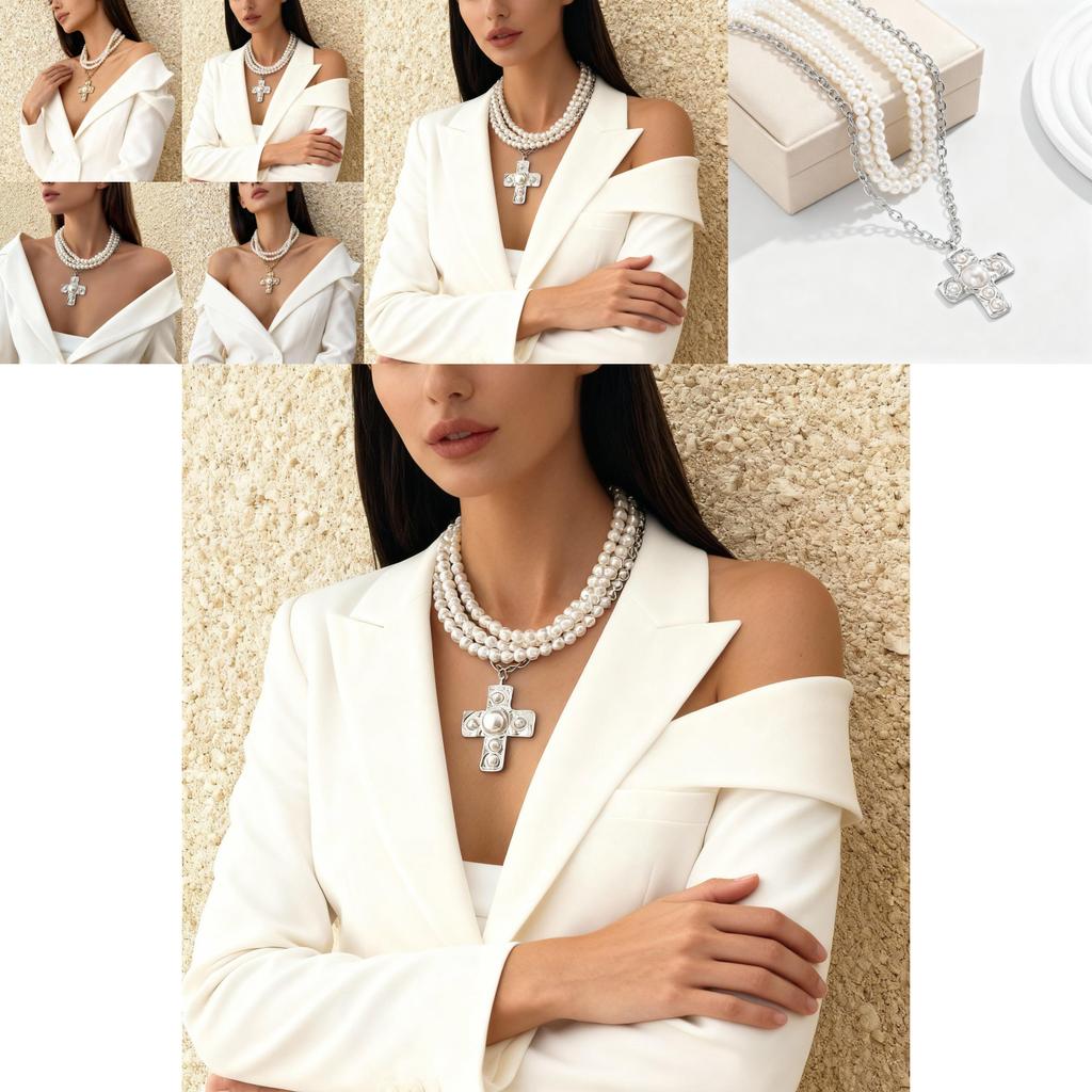 Punk Girl Cross Pendant Necklace With Geometric Alloy Design For Fashion Daily Wear
