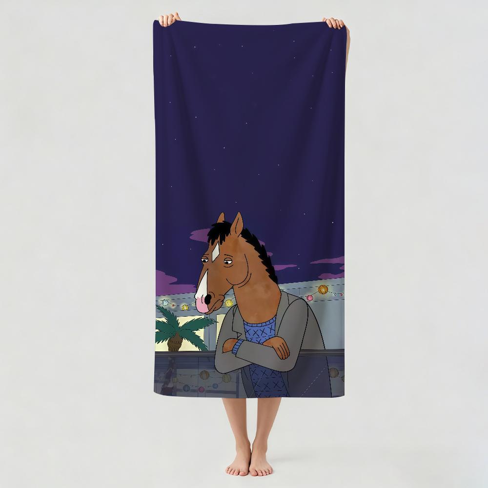 Забавное мультяшное полотенце B-BoJack H-Horseman для сушки после ванны, подходит для легкого плавания, кемпинга, йоги, пляжа