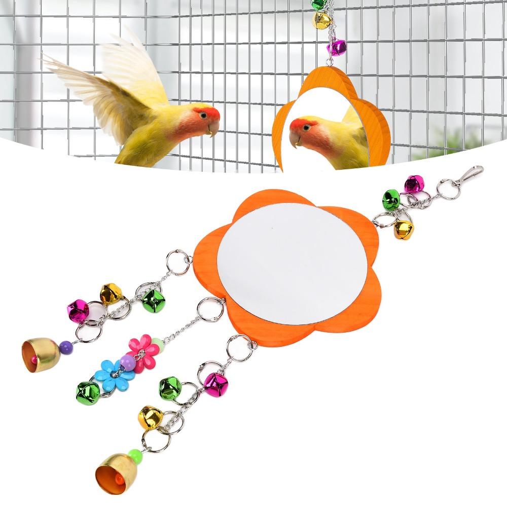 Wood Chicken Hanging Mirror Non Toxic Chicken Entertainment Toy Rooster Toy Mirror Pet Chickens
