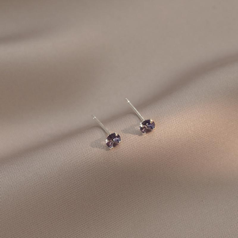 Серьги-пусеты из настоящего серебра 925 пробы с круглым цирконом для женщин, классические изящные украшения, минималистичные аксессуары для пирсинга ушей