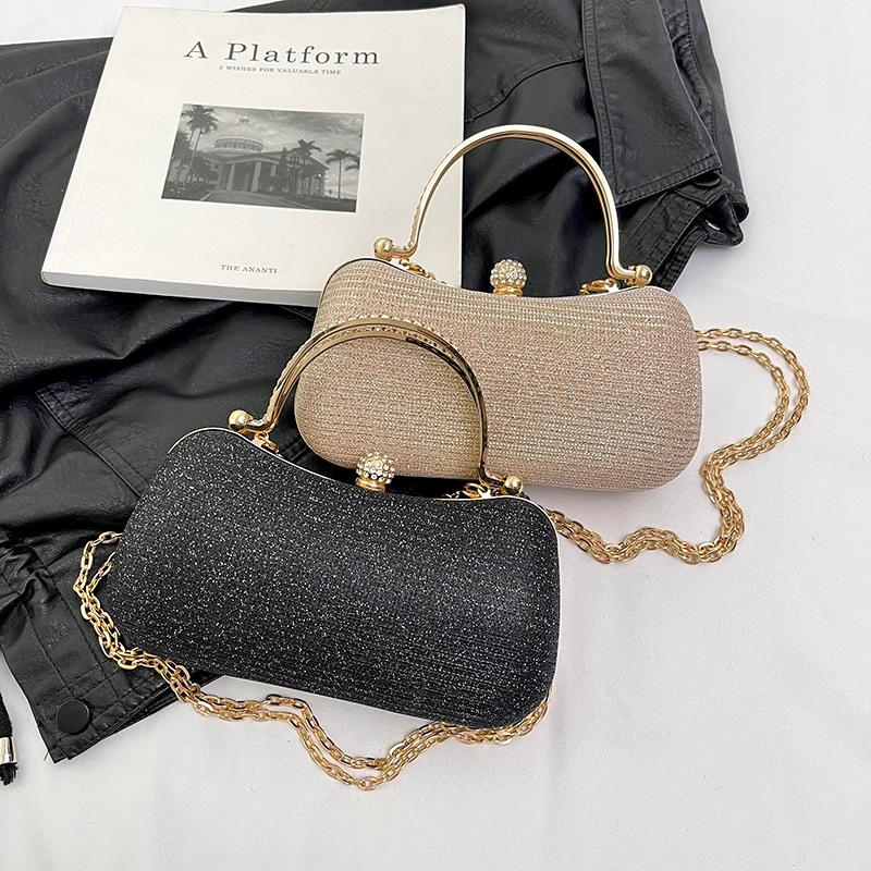 Fashion Chain Handbag, Banquet Bag, Shoulder Crossbody Small Square Bag, Unique Hand Carry Gold Bag