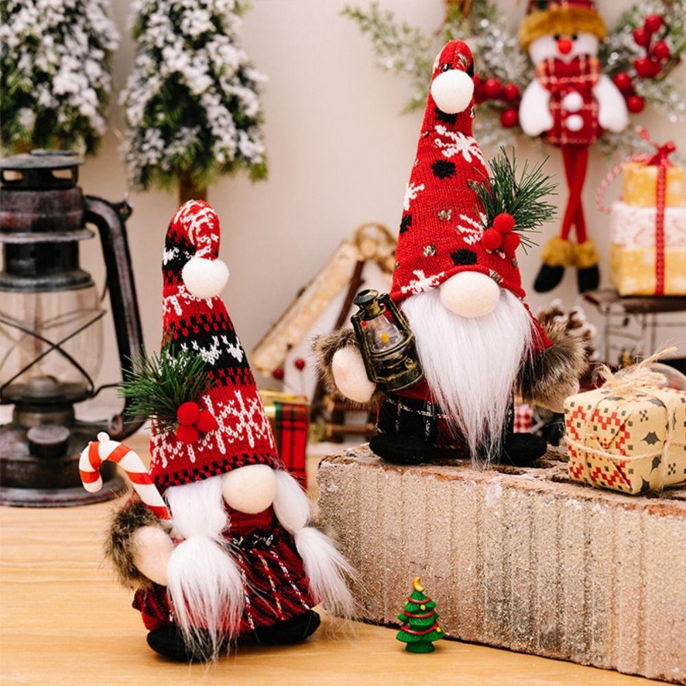 European Christmas Crutch Doll Non-woven Dwarf Doll Ornaments Funny Faceless Elf Doll Living Room