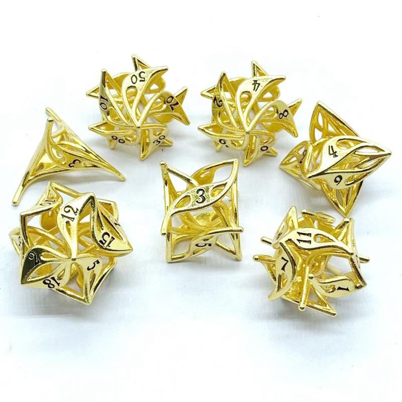 Новые металлические полые кубики D20 D12 D10 D100 D8 D6 D4 DND PRG Цветочные металлические полые кубики