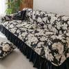 Modern Elastic Sofa Cover with Ruffle Embellishment - Pet-Friendly Jacquard Polar Fleece Fabric, Stretchable Polyester Spandex Blend with Foam Strips