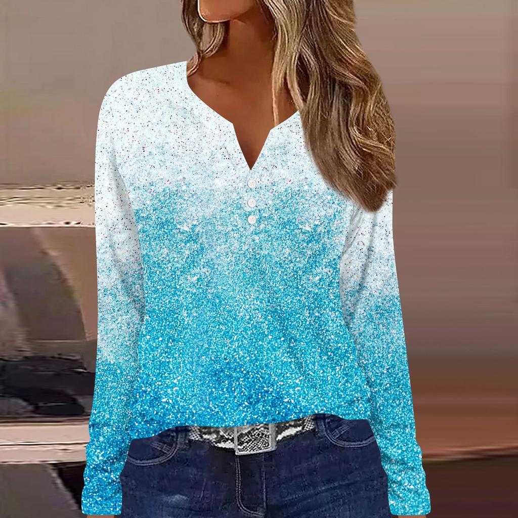 Длинные рукава женские топы с цветочным принтом винтажная мода повседневные свободные с V-образным вырезом рубашки больших размеров Рождество