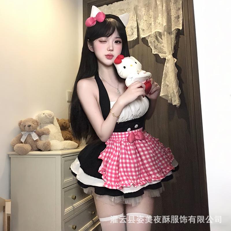 Erotic lingerie cute kitty pussy maid uniform sexy pure desire flirting qqny suit