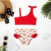 Two Piece Teen Girls Swimwear Fashion Red Bikini Sets High Quality Split Children Swimwear Swimming Suit for Girls