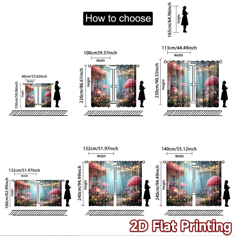 2D flat printing 2pcs Curtains Enchanted Forest Path Butterflies Digital Printed Polyester Drapes Birthday Party Use for Festive