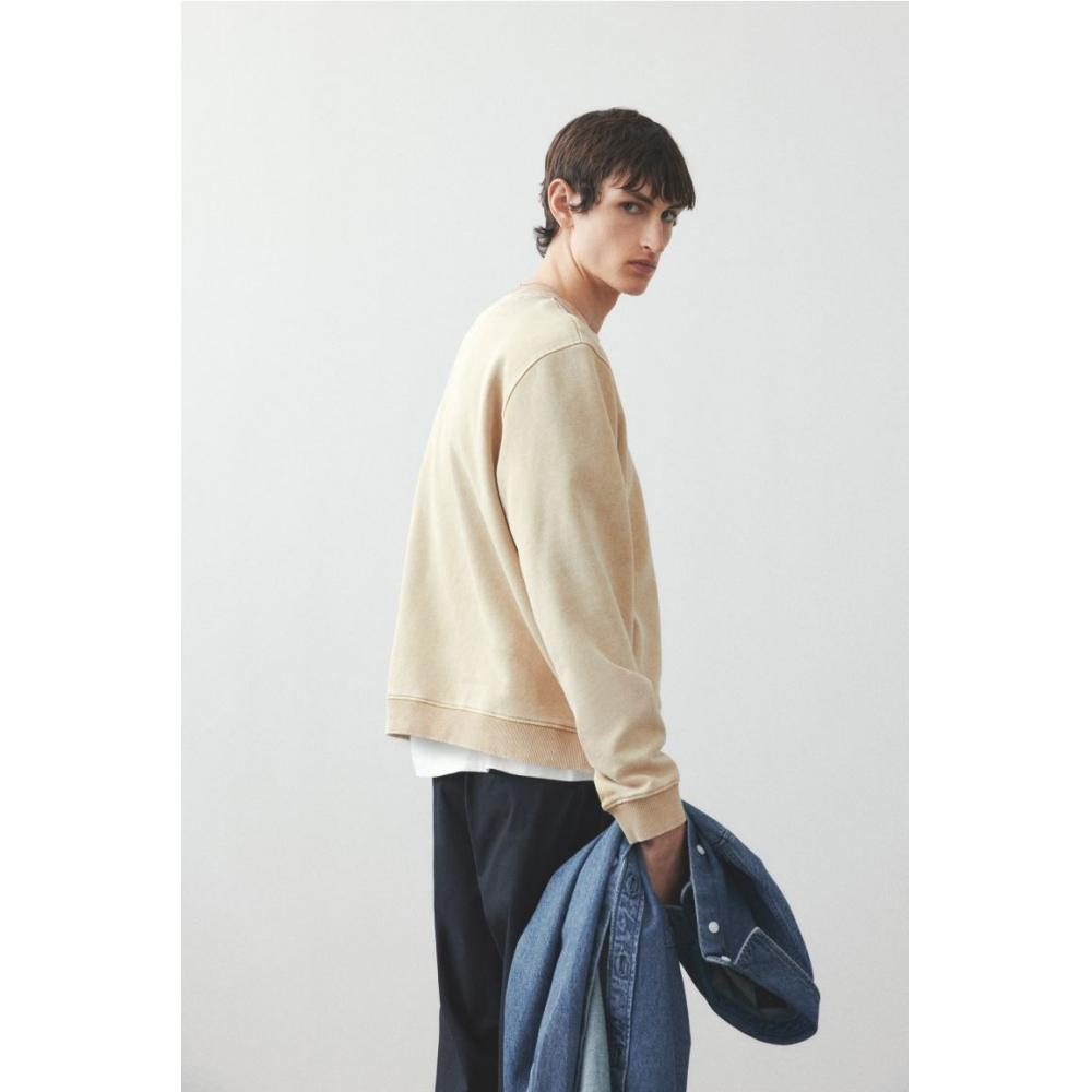 HM Regular Fit Washed sweatsHirt светло-бежевый