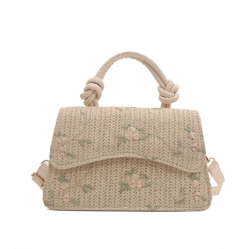 Fashionable Temperament Woven Lace Straw Personalized Summer New One-shoulder Cross-body Small Square Women's Bag Drop Shipping