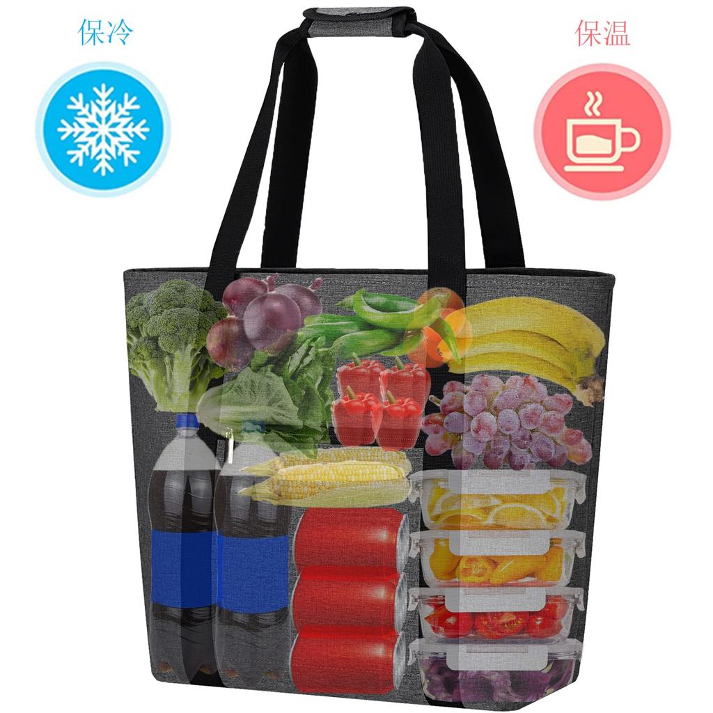 GhvyenntteS Cooler Large Eco Bag with Shopping Food Thermal Cold Perfect for Outdoor Bag, Capacity, Foldable, Zipper, Lightweight, Bag, Storage,