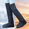 High Tube Over Knee Waterproof Shoes Cover Cycling Rain Boot Shoes Pants Protectors Reusable Anti Slip Rainproof Black Overshoes