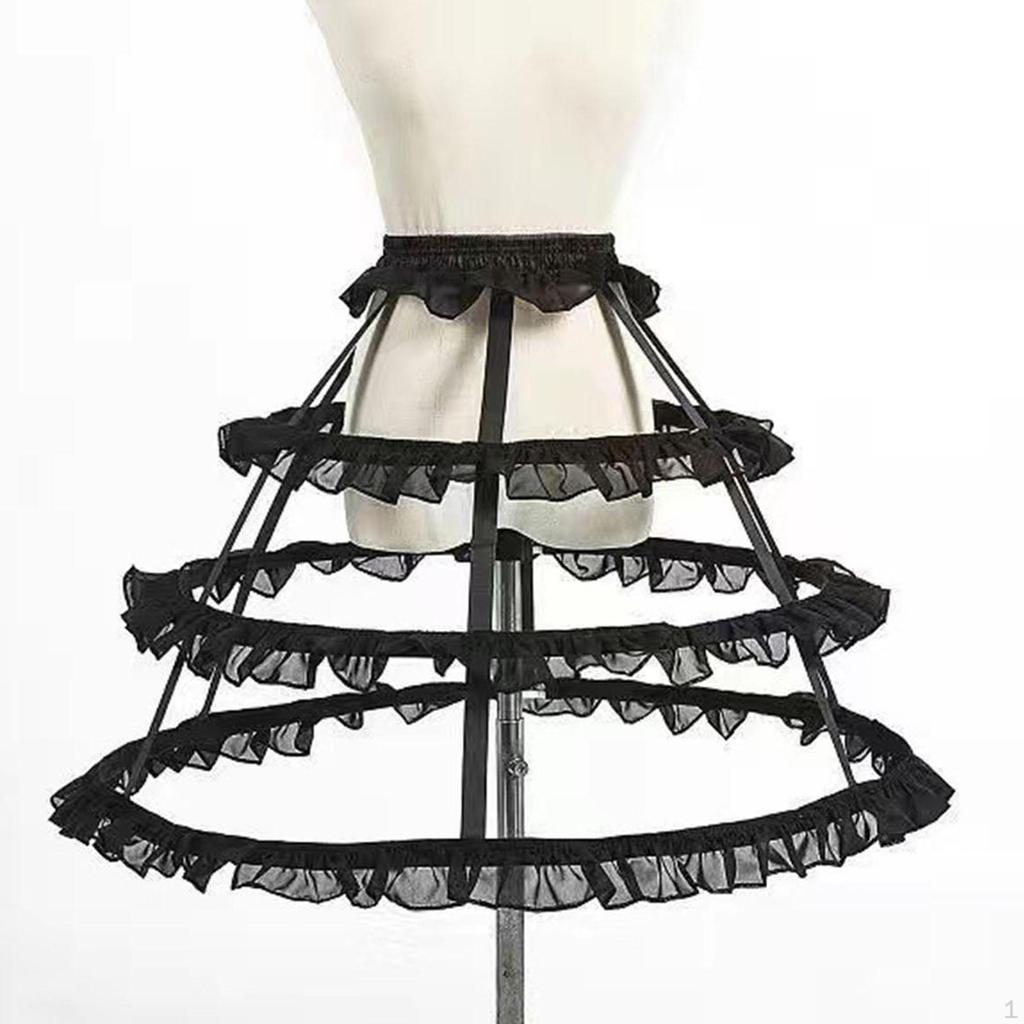 3 Hoops Skirt Petticoat Elastic Waistband Crinoline Pannier for Gown