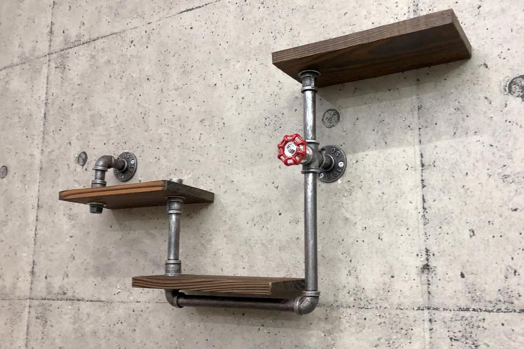 WNJAPAN Настенная полка, Индустриальный винтажный дизайн, Дизайн водопроводной трубы, Декор для кафе, Ретро стиль, SD-43 [Параллельный импорт]