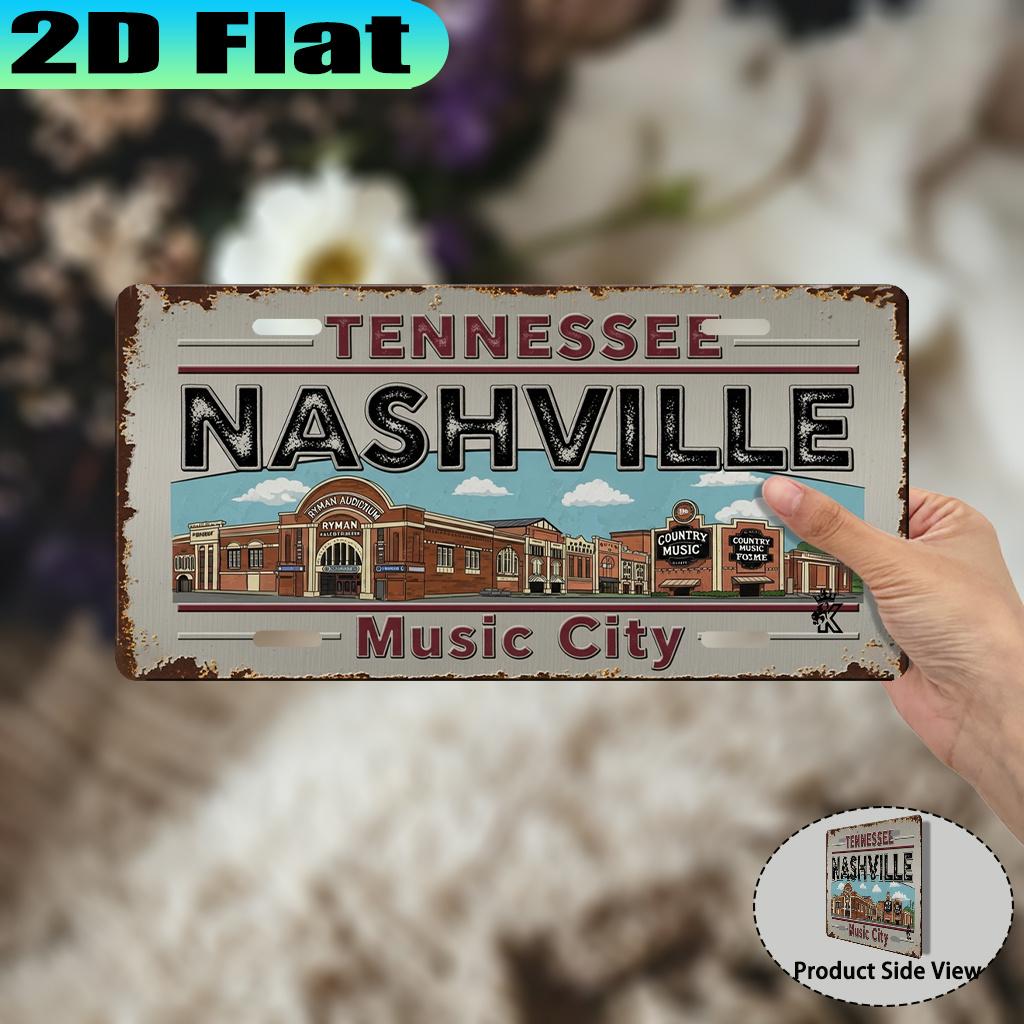 D Flat pc Ретро Алюминиевая Номерная Табличка Nashville Music City Ретро Городской Стиль Подходит для Декора Стены в Кабинете и Гостиной