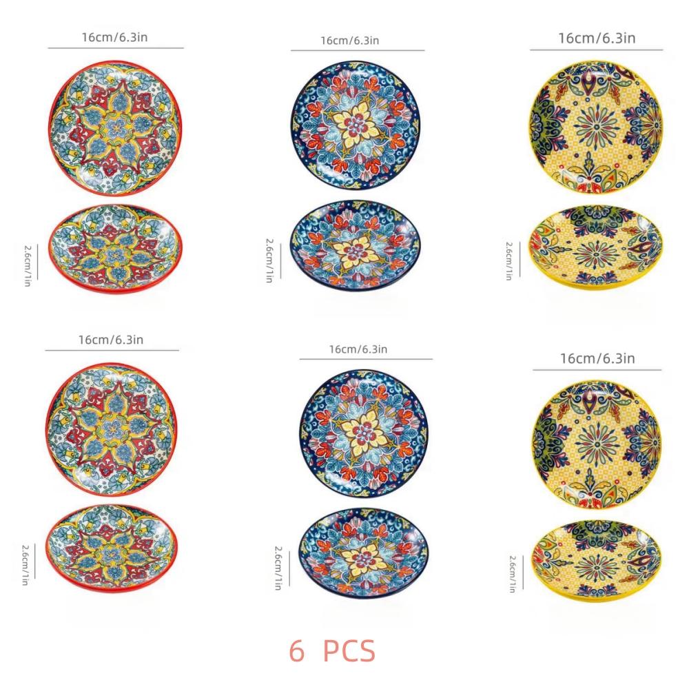 Керамические тарелки для закусок, фруктов, салатов, костяные тарелки для отеля, 6,3 дюйма, в богемном стиле