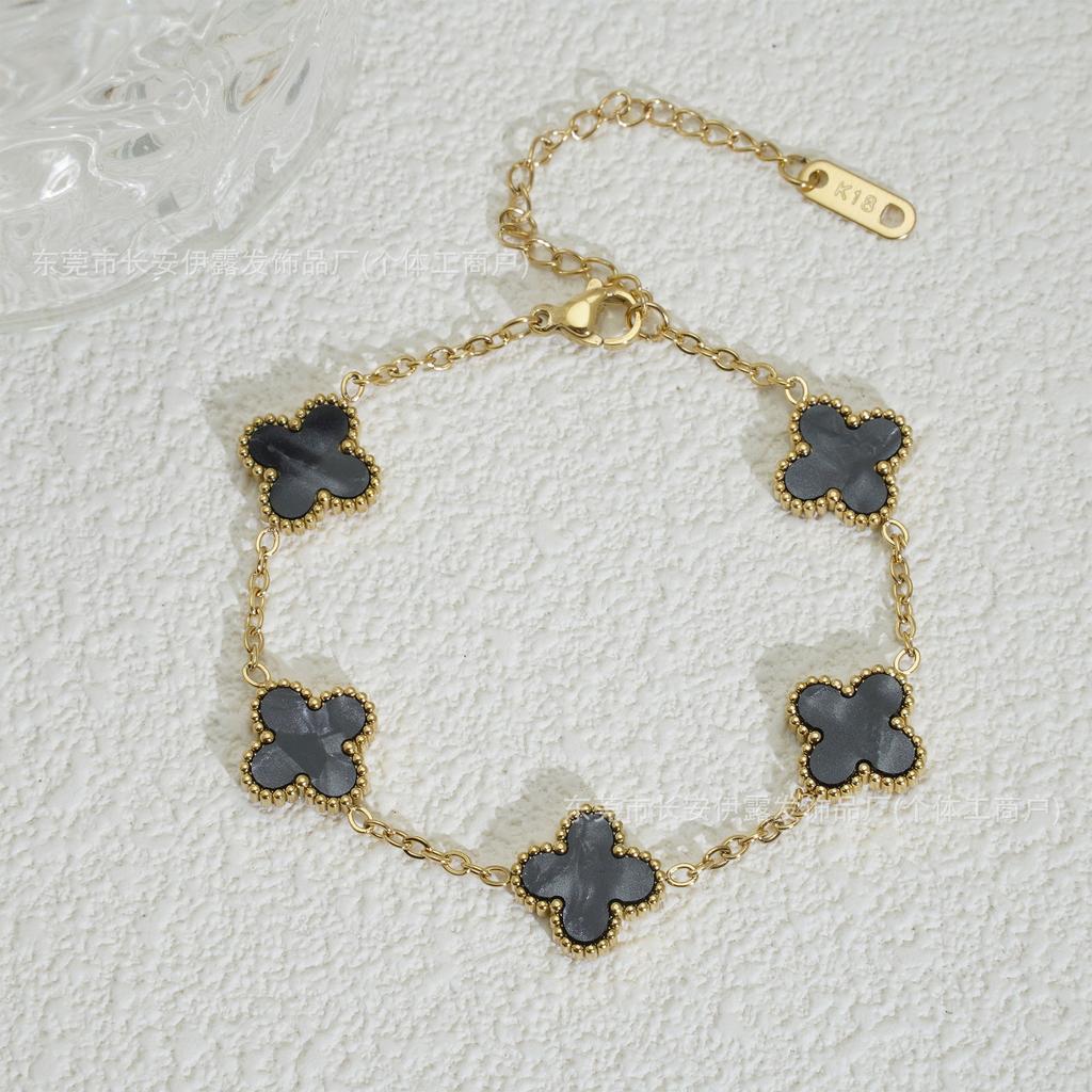 Браслет женский из 18-каратного золота «Четырехлистный клевер» Модный и трендовый браслет «Счастливый четырехлистный клевер»