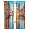 Sunset Sky Over Speicherstadt Harbor In Downtown Tulle Sheer Curtains for Living Room Kitchen Decoration Voile Organza Curtains
