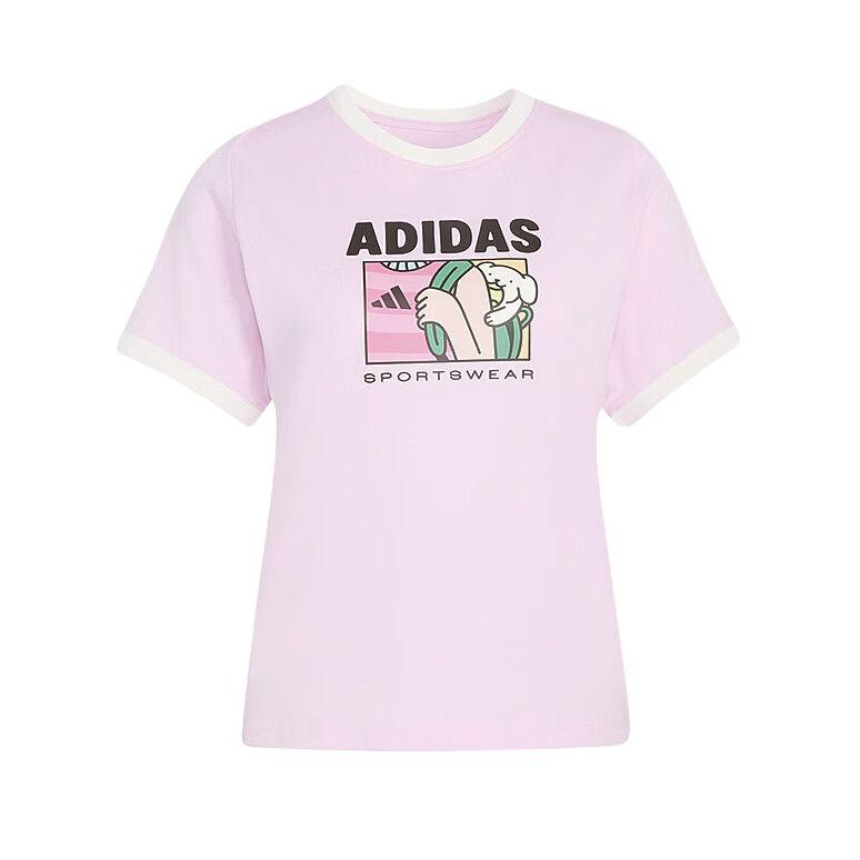 adidas Футболки женские розовые с круглым вырезом умеренные KC8601