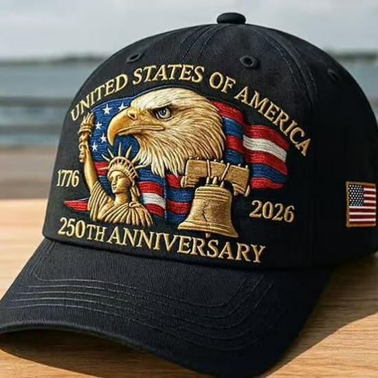 Limited Edition 250th Anniversary USA Eagle & Statue of Liberty Embroidered Baseball Cap, Unisex Adjustable