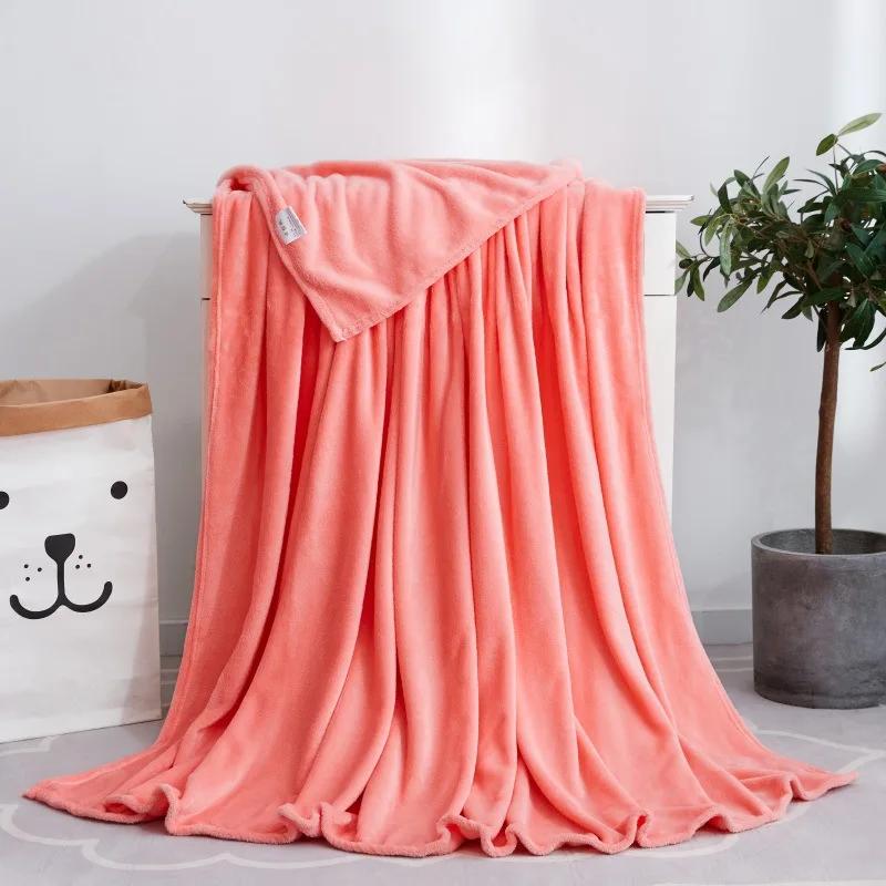 Современное Минималистичное Однотонное Коралловое Флисовое Одеяло Универсальное для Четырех Сезонов Удобное Мягкое Толстое И Теплое Офисное Одеяло для Сна