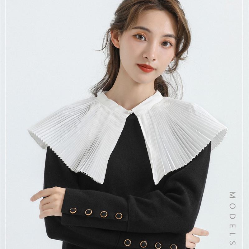 Elegant Pleated Lapel Fake Collar Shawl Decoration Collar Blouse Shoulder Removable Collar Sweater False Collar Top Neckwear