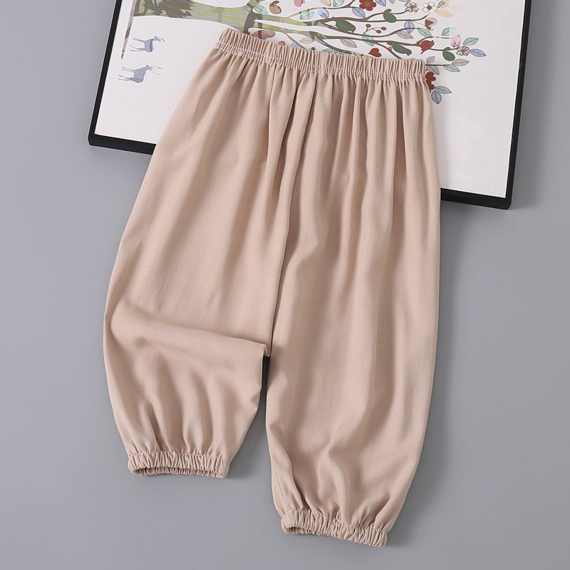 Слипы из ледяного шелка для летней одежды для мальчиков и девочек, защита от комаров, свободная домашняя одежда, длинные брюки, тонкие повседневные брюки