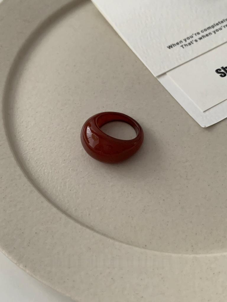 Acetate Resin Ring Wide Curved Band Vintage Minimalist Normcore Statement Index Finger Zircon for Women