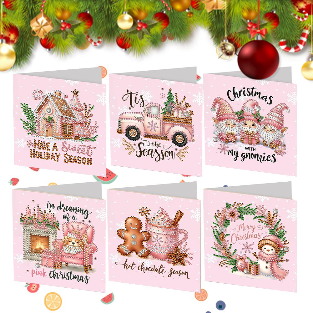 2/6/12Pcs Butterfly and Flower Rhinestone Painting Card Kit Diamond Drawing Card Diamond Daily Wish Card for Family Friends Gift