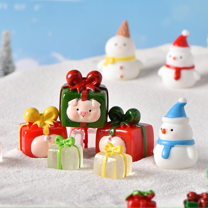 Милые смоляные рождественские украшения, рождественские микро-пейзажные украшения, мультяшный снеговик, настольные маленькие украшения, аксессуары, подарки